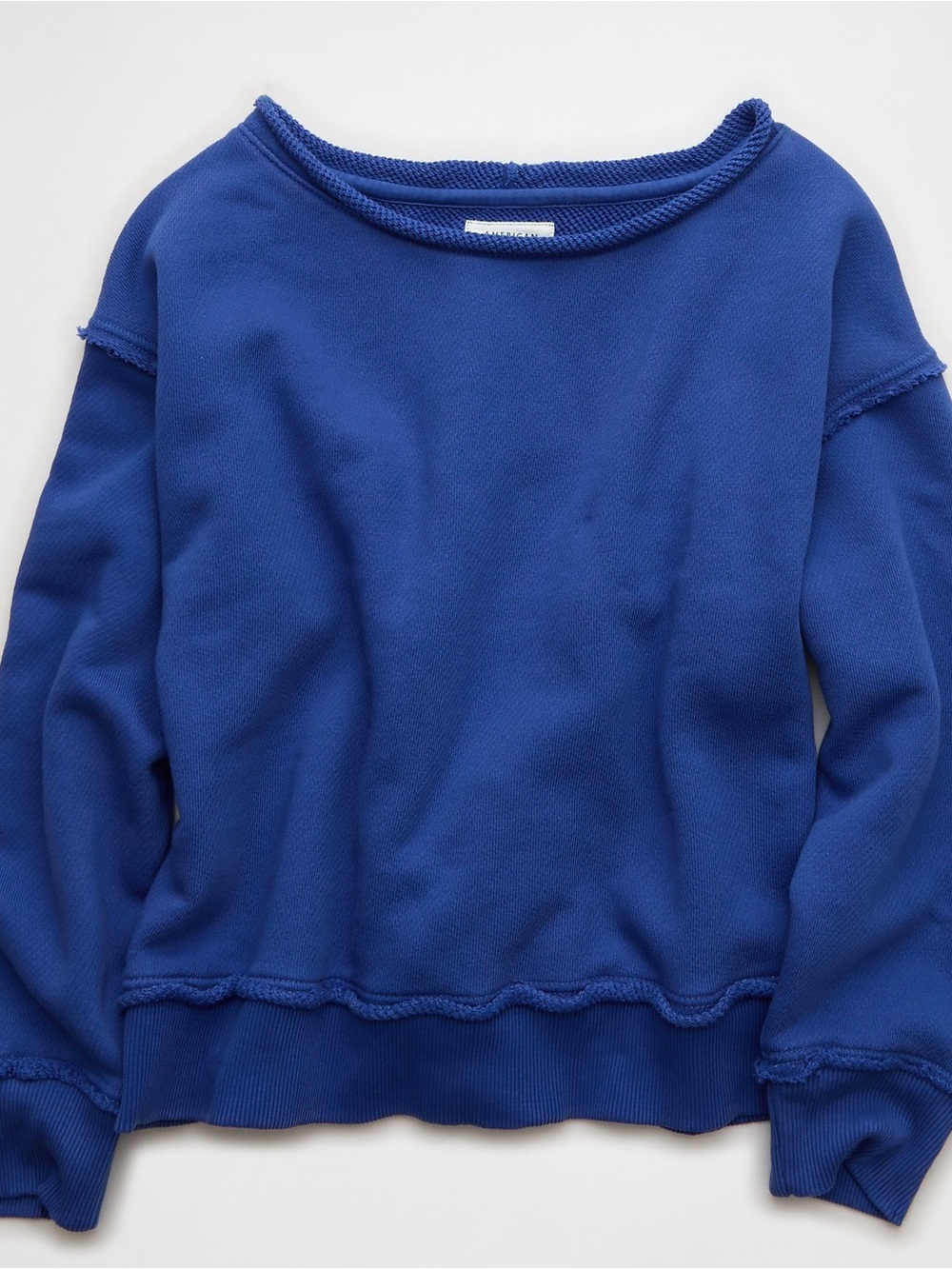 Aerie American Eagle On A Roll Off the Shoulder Sweatshirt in Divine Blue Size S